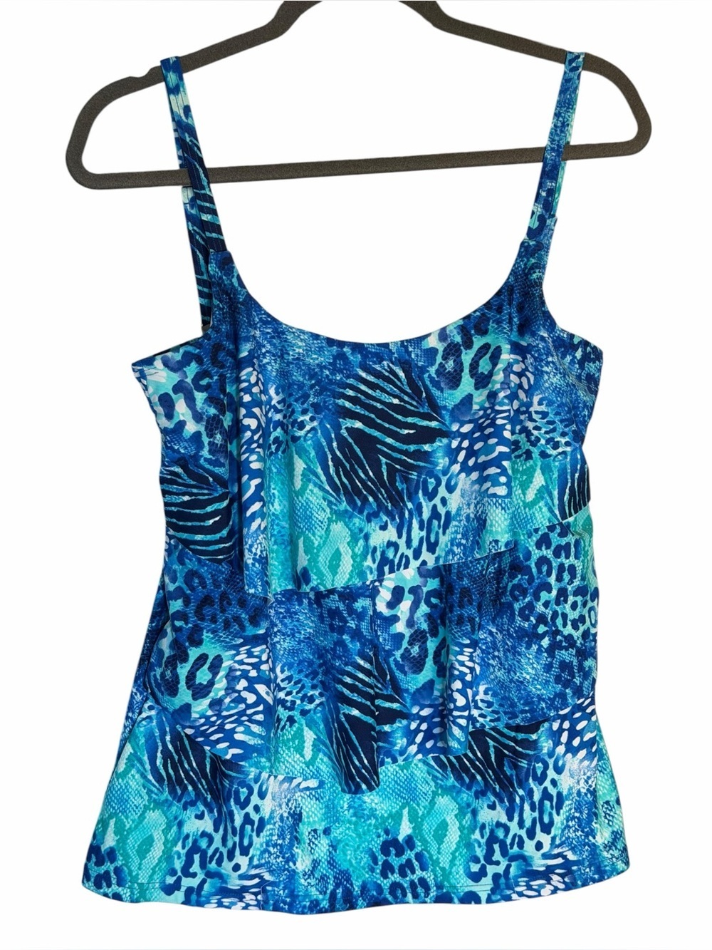 Island Pearls Tiered Front Tankini Swim Top